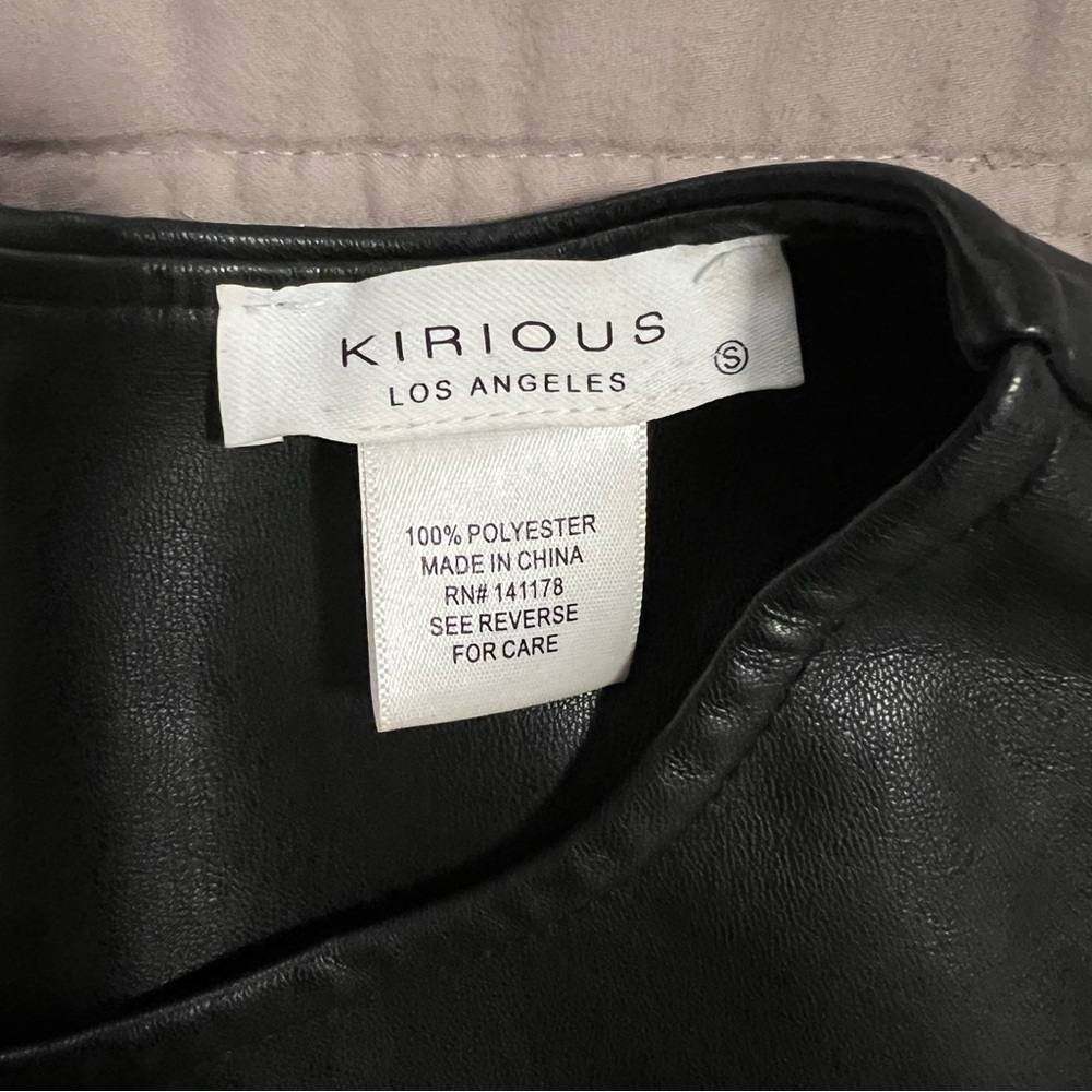 Kirious Los Angeles Black Faux Leather Crop Top - Picture 2 of 3